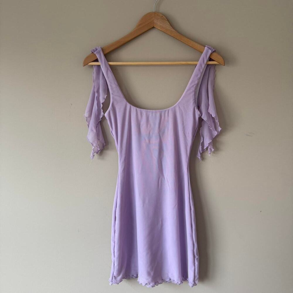 White Fox Purple Mini Dress With Detail on Straps